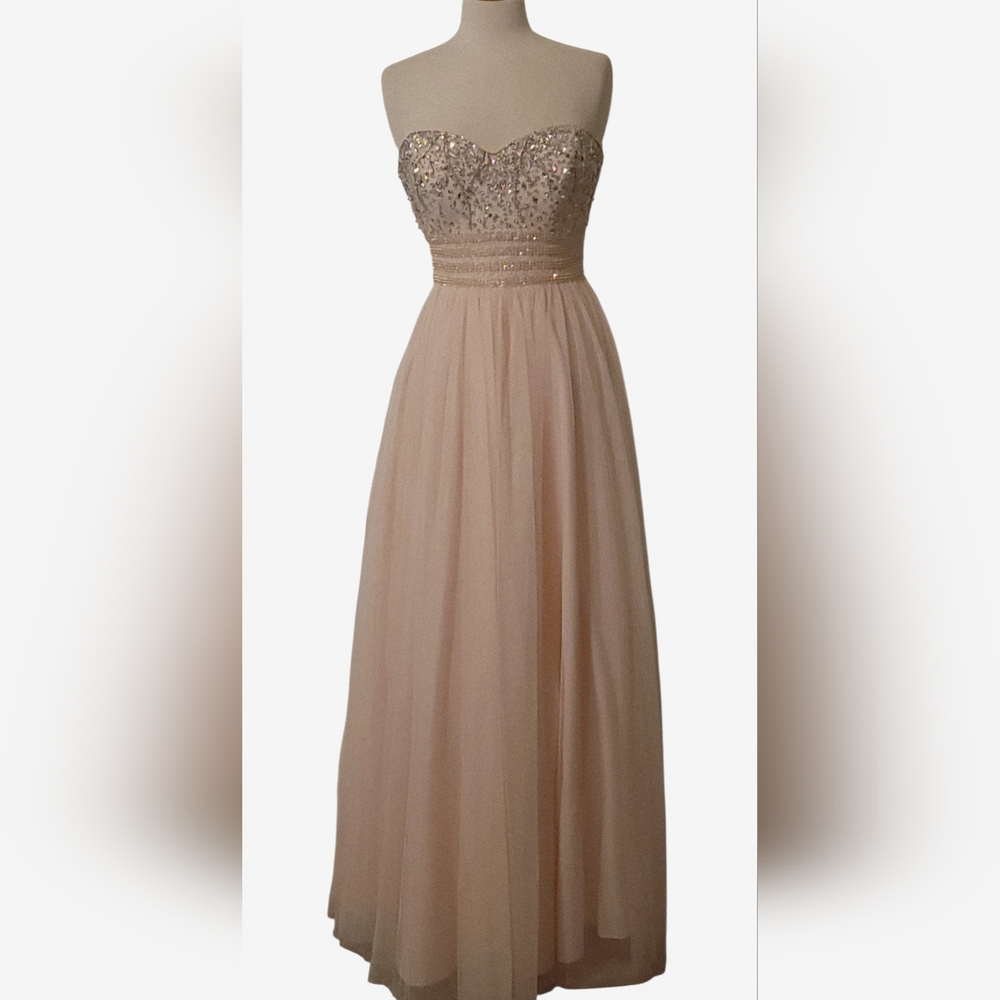 Blondie Nites Embellished Rhinestone Beaded Lace Tulle Wedding Formal Gown